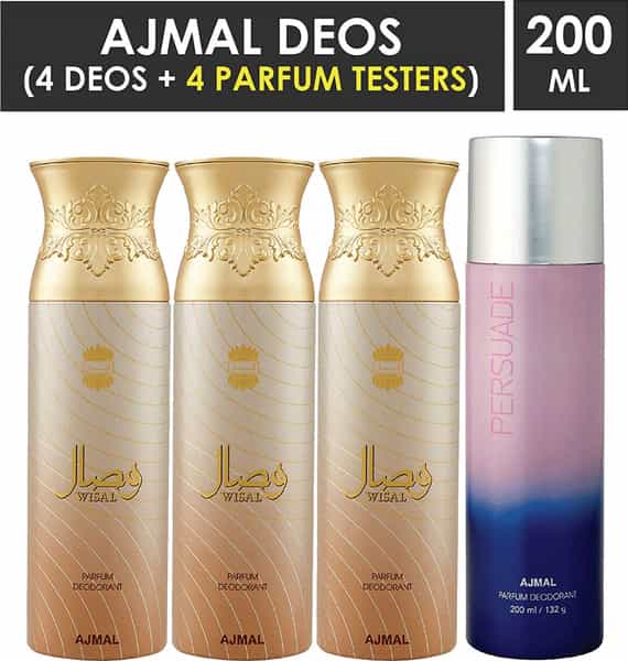 Ajmal 3 Wisal For Women And 1 Persuade For Men & Women Deodorants Each 200Ml Combo Pack Of 4