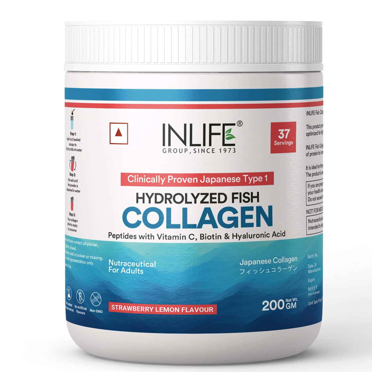 Inlife Japanese Marine Collagen Supplements For Women & Men (strawberry | Fish Collagen | 200g)