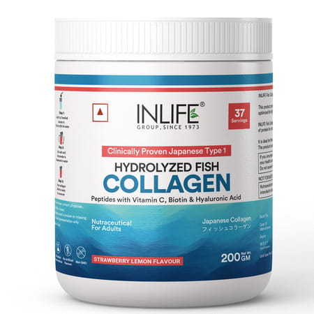 Inlife Japanese Marine Collagen Supplements For Women & Men (Strawberry | Fish Collagen | 200g)
