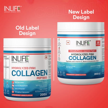 Inlife Japanese Marine Collagen Supplements For Women & Men (Strawberry | Fish Collagen | 200g)