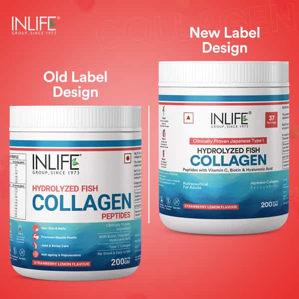Inlife Japanese Marine Collagen Supplements For Women & Men (Strawberry | Fish Collagen | 200G)