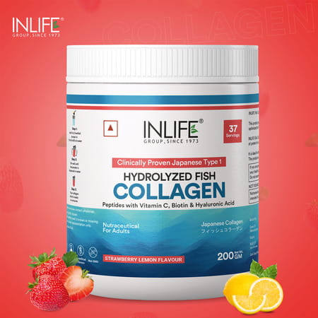 Inlife Japanese Marine Collagen Supplements For Women & Men (Strawberry | Fish Collagen | 200g)