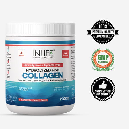 Inlife Japanese Marine Collagen Supplements For Women & Men (Strawberry | Fish Collagen | 200g)