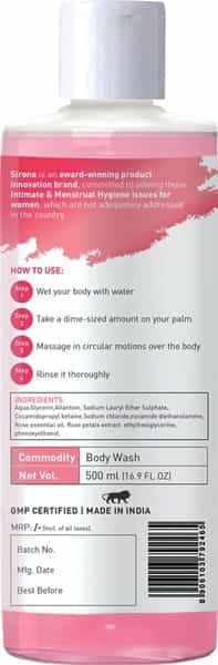 Sirona Body Wash With Hasayan Rose - 500Ml