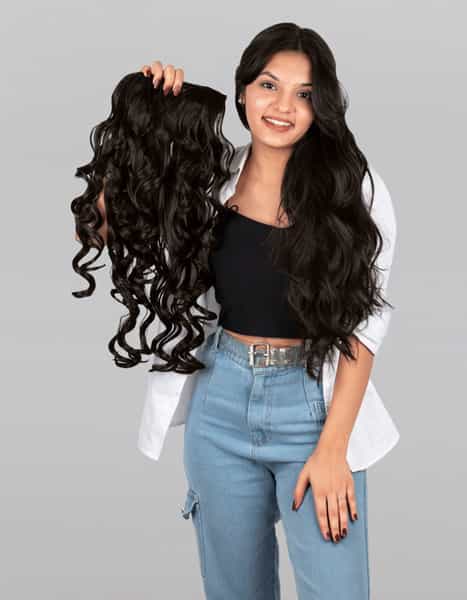 Streak Street Clip-In 24" Step Curl Dark Brown Hair Extensions