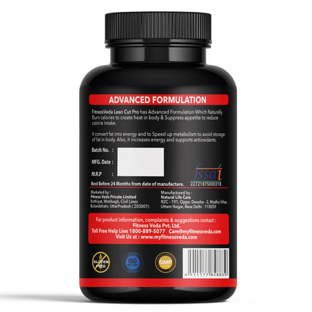 Fitness Veda Lean Cut Pro Capsules For Men Women With Acetyl L Carnitine | Green Tea Extract