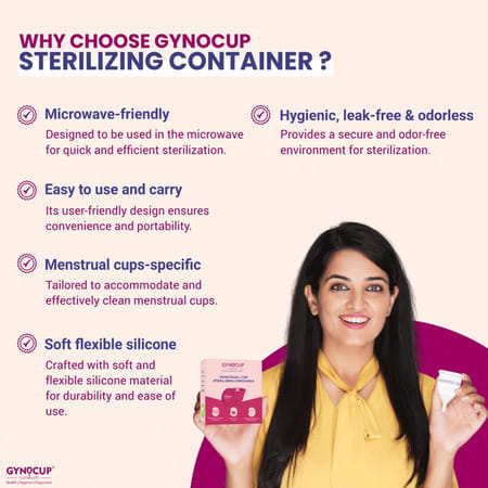 Gynocup Menstrual Cup For Women|With Fwash 100ml |& Sterilizer Container| Small