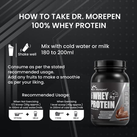 Dr. Morepen 100% Whey Protein Double Chocolate With T-Shirt | Powder | 1 Kg