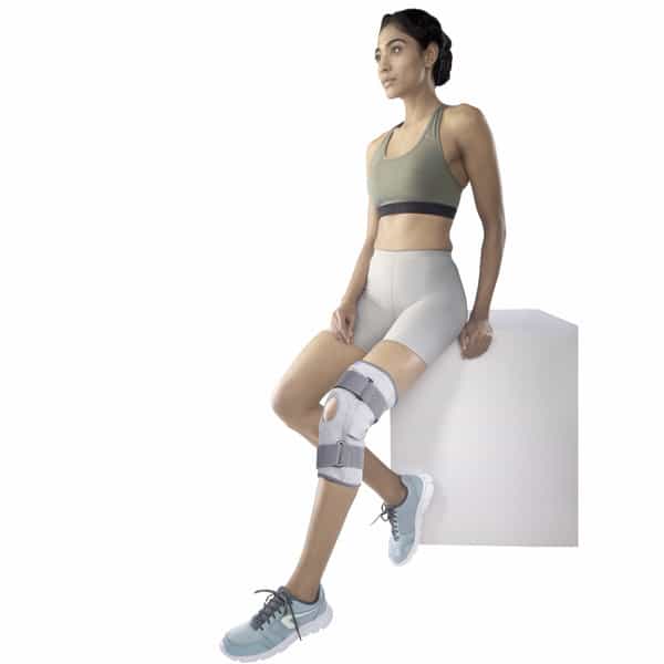 Vissco Stretchable Hinged Elastic With Open Patella To Provide Pain Relief-Large-Grey(Single Piece)