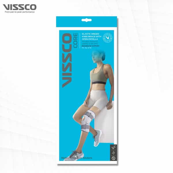 Vissco Stretchable Hinged Elastic With Open Patella To Provide Pain Relief-Large-Grey(Single Piece)