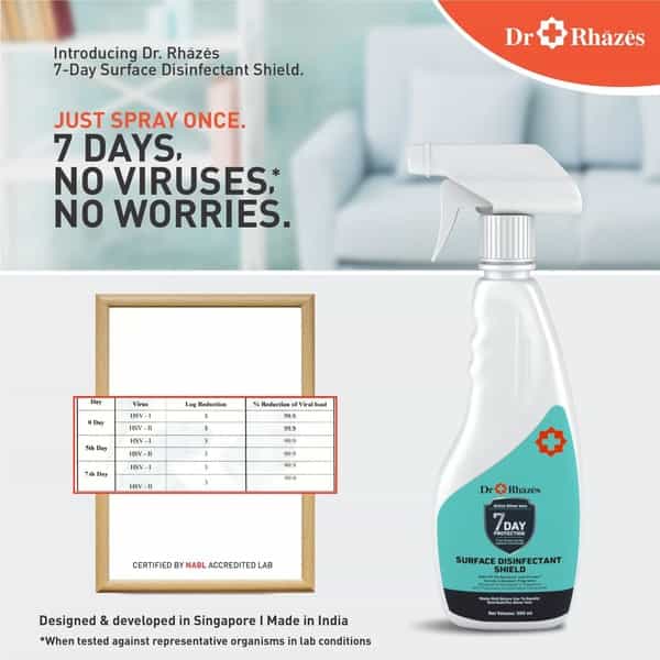 Dr Rhazes 7 Day Surface Disinfectant Shield Spray (250 Ml) Trigger Spray