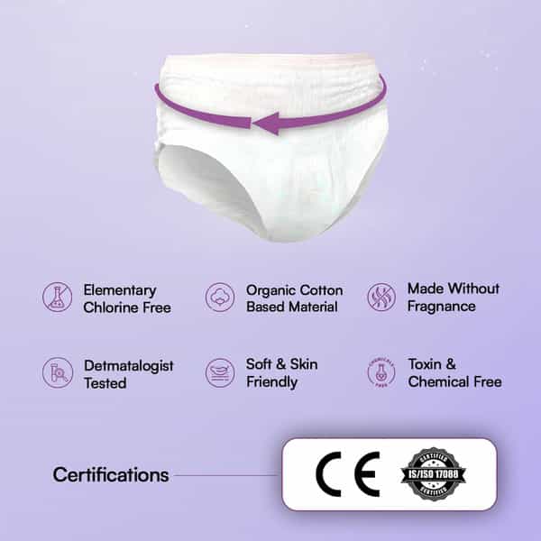 Flawsome Period Pants Full 360 Protection | Leak-Proof-Rash-Free-Comfortable | Size L | Pack Of 4