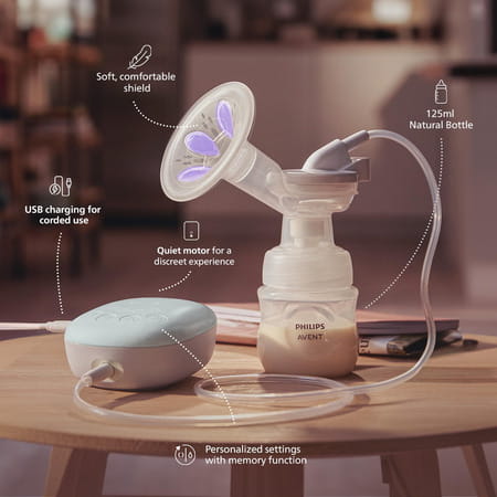Philips Avent Portable Electric Breast Pump | Soft Adaptive Silicon Cushion | Scf323/11