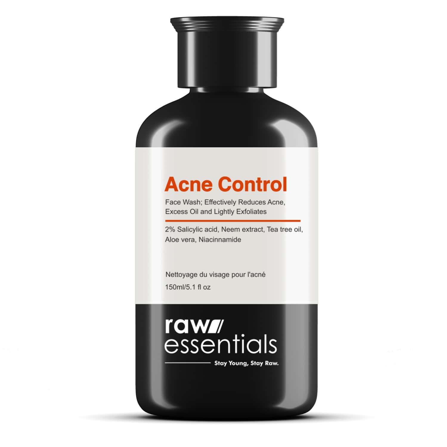 Raw Essentials Acne Control Face Wash 2% Salicylic Acid | Sulphate & Paraben Free - 150ml