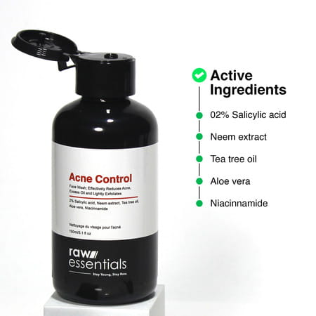 Raw Essentials Acne Control Face Wash 2% Salicylic Acid | Sulphate & Paraben Free - 150ml