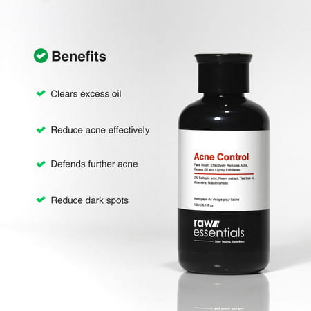 Raw Essentials Acne Control Face Wash 2% Salicylic Acid | Sulphate & Paraben Free - 150ml