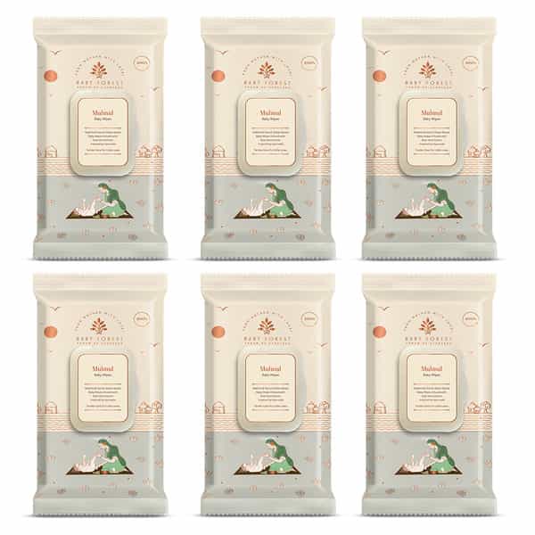 Baby Forest Mulmul Baby Wipes|Ultra-Soft, Water-Based, 3X Thicker & Softer Wipes 72 Wipes|Pack Of 6