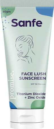Sanfe Promise Avobenzone Face Lush Sunscreen For All Skin Types With Pa+++ Zinc Oxide 60gm