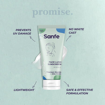 Sanfe Promise Avobenzone Face Lush Sunscreen For All Skin Types With Pa+++ Zinc Oxide 60Gm