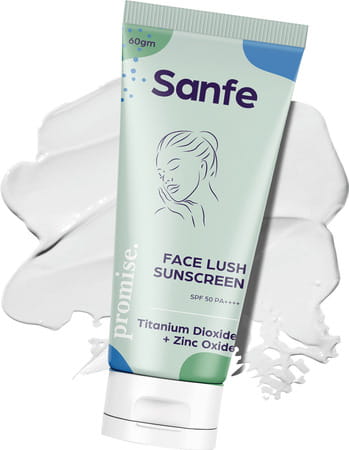 Sanfe Promise Avobenzone Face Lush Sunscreen For All Skin Types With Pa+++ Zinc Oxide 60Gm
