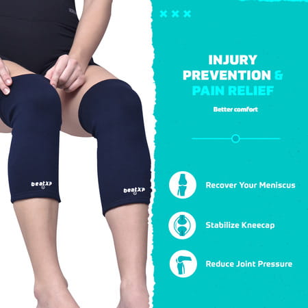Beatxp Blue Color 4 Way Knee Support For Men & Women (Pack Of 2) (M)