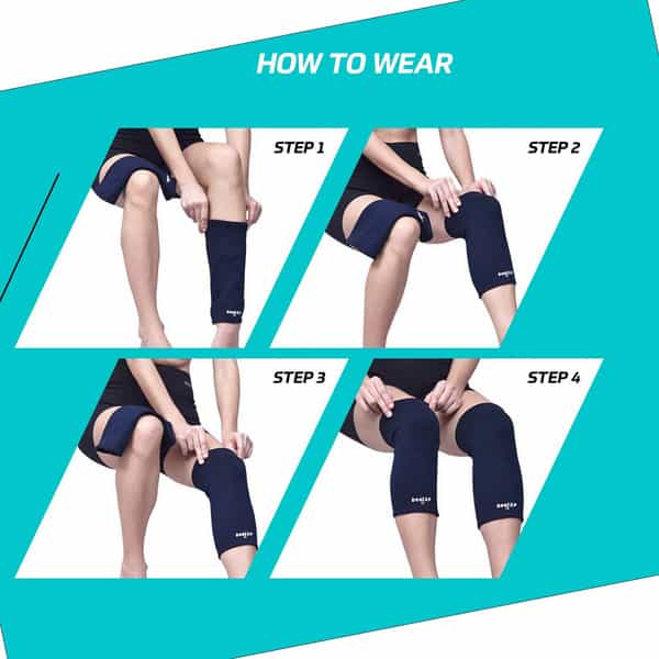 Beatxp Blue Color 4 Way Knee Support For Men & Women (Pack Of 2) (M)