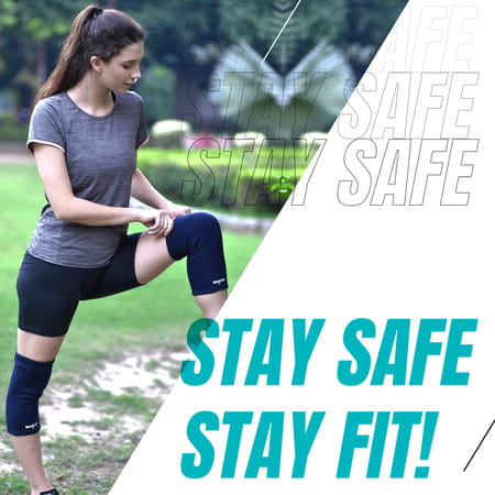 Beatxp Blue Color 4 Way Knee Support For Men & Women (Pack Of 2) (M)