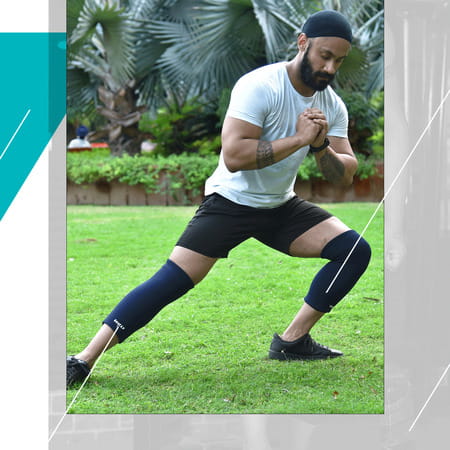 Beatxp Blue Color 4 Way Knee Support For Men & Women (Pack Of 2) (M)