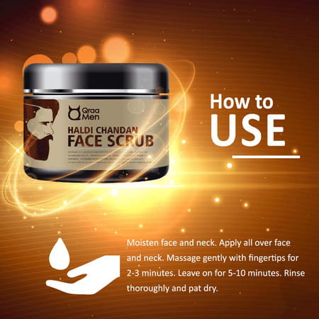 Qraa Men Haldi Chandan Face Scrub | Skin Brightening/lightening With Turmeric Oil & Sandalwood, 100g