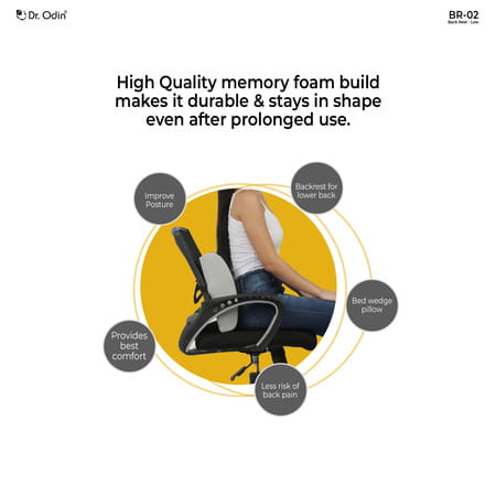 Dr. Odin Br-02 Back Rest Low - Ergonomic Lumbar Support Cushion Superior Comfort Posture Correction