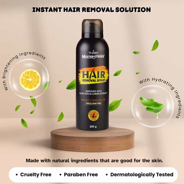 Vi-John Master Stroke Hair Removal Spray Enriched With Aloevera & Lemon Extract -200G Pack Of 2