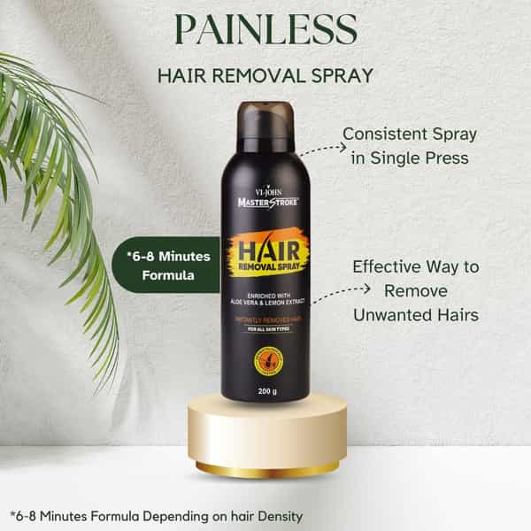 Vi-John Master Stroke Hair Removal Spray Enriched With Aloevera & Lemon Extract -200G Pack Of 2