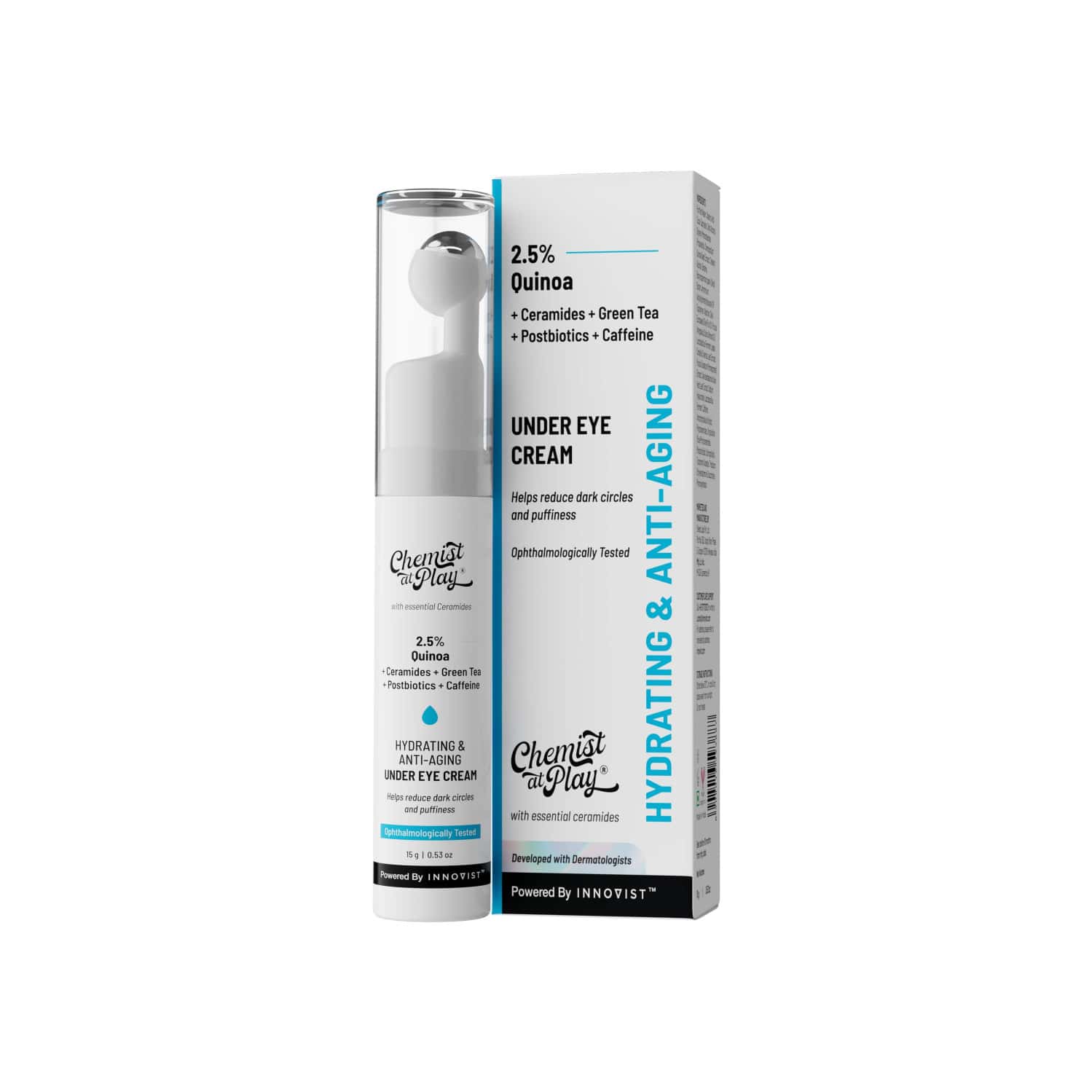 Chemist At Play Under Eye Cream | For Dark Circles, Puffiness, Wrinkles, Crows Feet | Hydrating 15gm