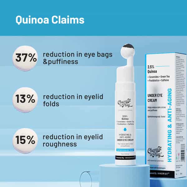 Chemist At Play Under Eye Cream | For Dark Circles, Puffiness, Wrinkles, Crows Feet | Hydrating 15Gm