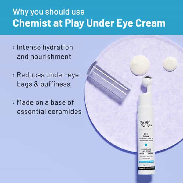 Chemist At Play Under Eye Cream | For Dark Circles, Puffiness, Wrinkles, Crows Feet | Hydrating 15Gm