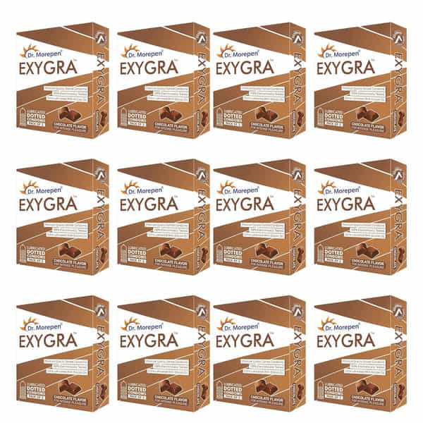 Dr. Morepen Exygra Chocolate Flaver Lubricated Dotted Condoms Pack Of 12