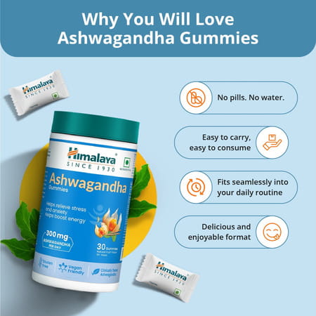 Himalaya Ashwagandha Gummies | Helps Relieve Stress And Anxiety |Helps Boost Energy Bottle Of 60 Nos