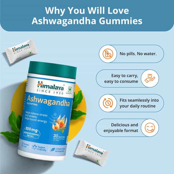 Himalaya Ashwagandha Gummies | Helps Relieve Stress And Anxiety |Helps Boost Energy Bottle Of 60 Nos