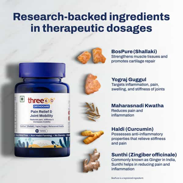 Three60+ Pain Relief & Joint Mobility: Reduces Pain | Stiffness And Improves Mobility