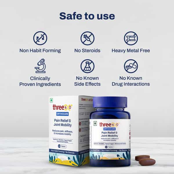 Three60+ Pain Relief & Joint Mobility: Reduces Pain | Stiffness And Improves Mobility