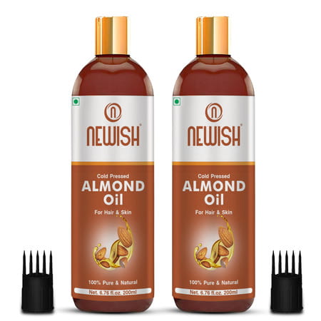 Newish Badam Rogan Oil | Sweet Almond Oil For Hair Body And Skin Unrefined 200Ml ( Pack Of 2)