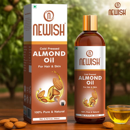 Newish Badam Rogan Oil | Sweet Almond Oil For Hair Body And Skin Unrefined 200ml ( Pack Of 2)