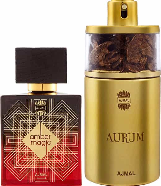 Ajmal Amber Magic Edp 100Ml Perfume For Men And Aurum Edp 75Ml Perfume For Women