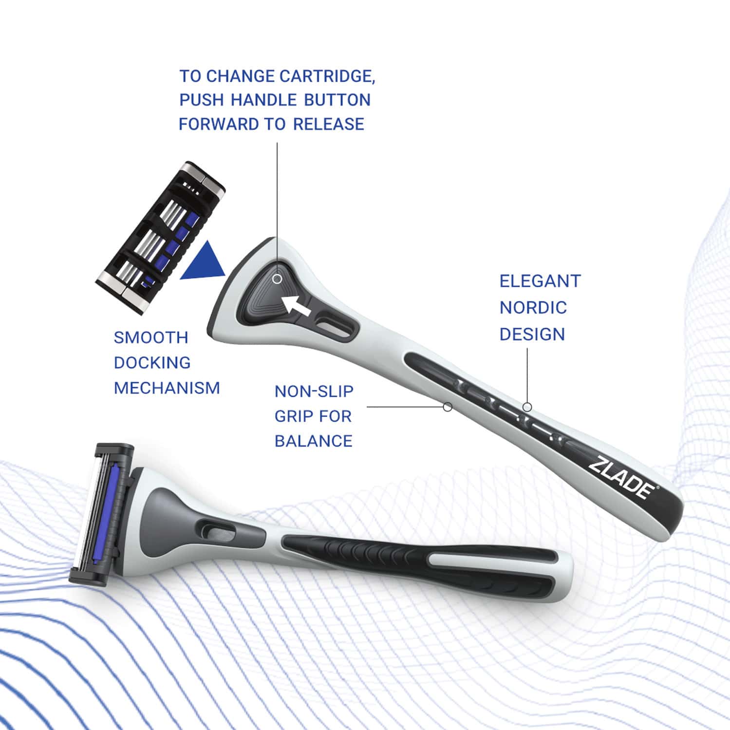 Buy ZLADE HYPERGLIDE3 BLADE SHAVING RAZOR FOR MEN PLATINUM AND PTFE