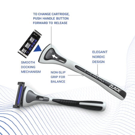 Zlade Hyperglide3 Blade Shaving Razor For Men - Platinum And Ptfe Coated Swedish Steel Blades