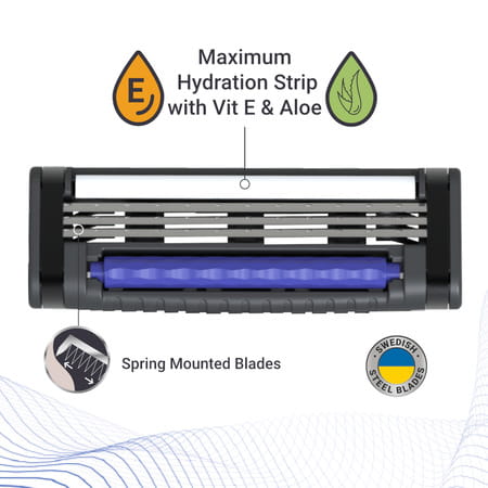 Zlade Hyperglide3 Blade Shaving Razor For Men - Platinum And Ptfe Coated Swedish Steel Blades