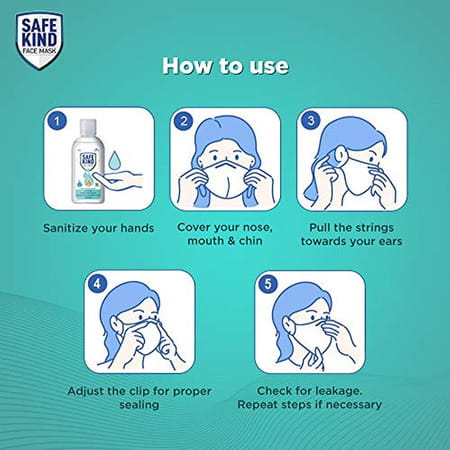 Safekind N95 Face Masks With 5 Layer Protection (2 Black + 1 White) Pack Of 3