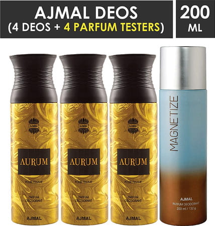 Ajmal 3 Aurum Femme For Women And 1 Magnetize For Men & Women Deodorants Each 200Ml Combo Pack Of 4