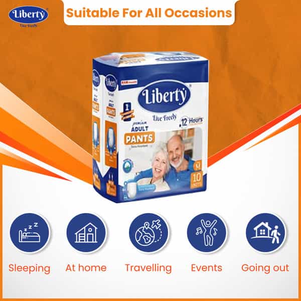 Liberty Premium Adult Diaper Pants Medium (M) 20 Count Waist Size 24-45 In Pack Of 2 10 Count/Pack