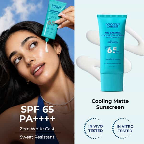 Conscious Chemist Oil Balance Cooling Sunscreen Spf 65 Pa++++ Uva/Uvb Protection | Matte Gel | 50Ml